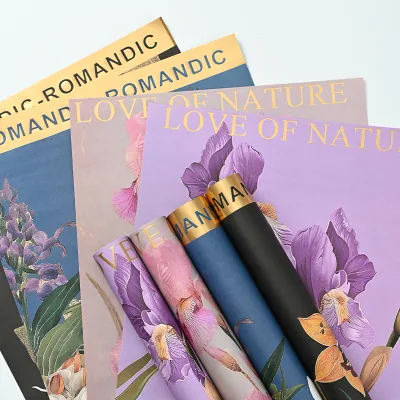 Floral Texture Wrapping Paper Brutalist Floral Paper Bouquet Hot Stamping with PE and Starch Coating Material