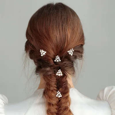 5pcs Simple Hair Decoration Wedding Pearl Headpiece Hair Pin Set Korean Female Manufacturers Wholesale Bride Headwear