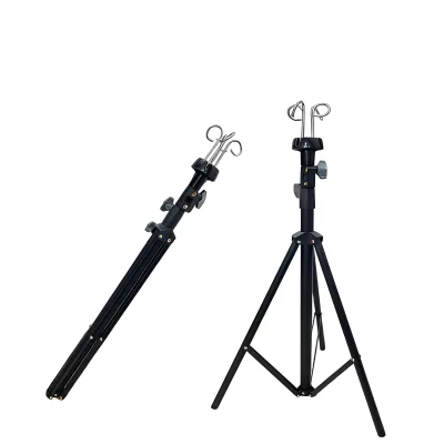 Portable Thickened Folding Carbon Steel Infusion Stand Adjustable Height 5kg Load-Bearing Medical-Grade Accessories Black