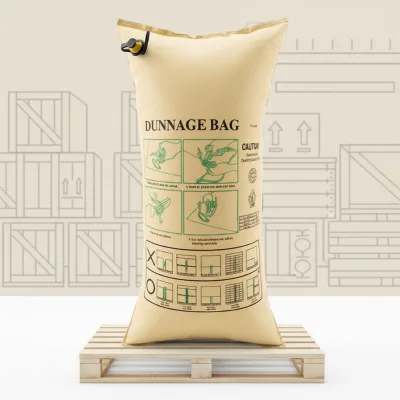Reusable Kraft Paper Dunnage Bag with One Way Check Valve for Quick Inflation and Deflation
