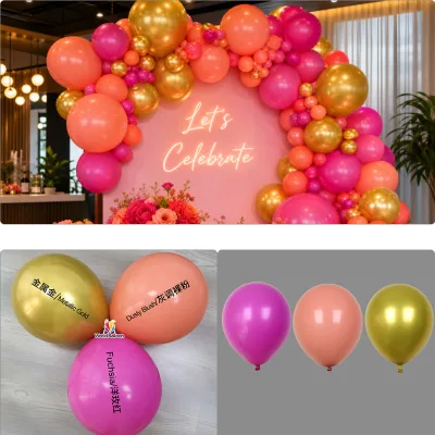 Thickened Metallic Chrome 10 12inch Latex Balloons Double Stuffed Matte Pastel Magenta Balloons for Wedding Party