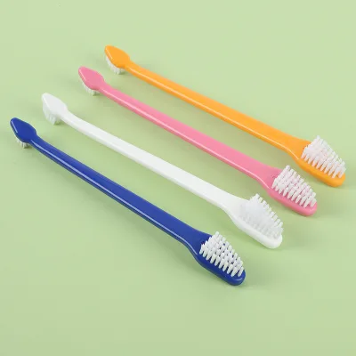 2025 Factory Wholesale Double Head Soft Bristle Plastic Size Head Gentle Cleaning Safe Dental Care Teeth Hygiene Pet Toothbrush