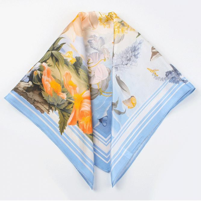 Vintage Silk Pareo with Artistic Borders - Multi-Functional Beach/Cocktail/Poolside Cover-Up