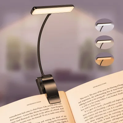 Stepless Dimming LED Book Light 360° Flexible Reading Light Book Lamp for Bed Rechargeable Book Light