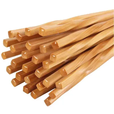 24cm Eco-friendly Reusable Gift Custom Logo Print Twist Shape Bamboo Chopsticks for Cooking and Eating