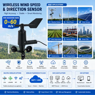 Multi Function Wireless LoRaWAN 4G Online Wind Speed Direction Sensor RS485 MQTT JSON Weather Station Environmental Monitoring