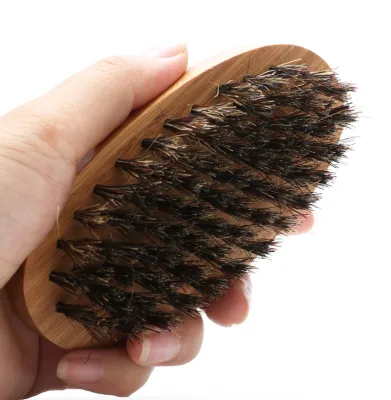 Nature Oval Bamboo 100% Boar Bristle Hair Beard Brush for Beard Grooming Kit