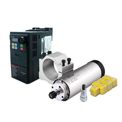 1.5KW 65mm Diameter ER11 220V 24000RPM High Speed Air Cooled Spindle Motor & VFD Inverter Set for Woodworking Carving