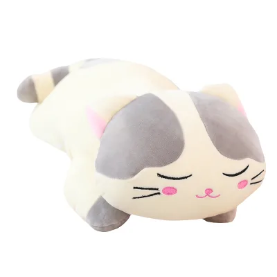Soft Plush Cat Cushion Cute Stuffed Animal Pillow with PP Cotton Filling for Office Napping