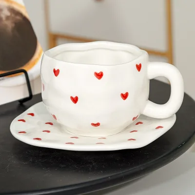 350ml Handmade Painting Ceramic Mug Ceramic Coffee Cup Set Afternoon Tea Cups With Plate