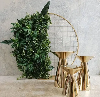 Modern Gold Design Stainless Steel Round Cake Table for Wedding Decorations