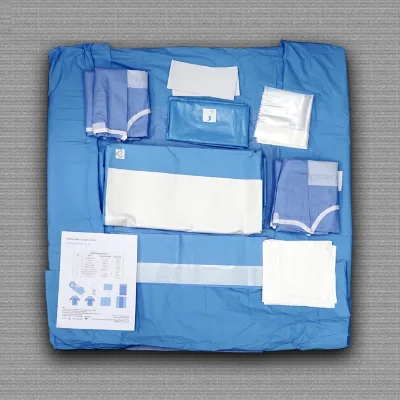 Sterile Surgical Cardiovascular Pack for Stent Placement Includes Gown Drape Towels Nonwoven Fabric Blue Color Bulk Order