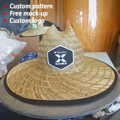 Trending 2026 New Arrival Custom Outdoor Summer Sun Proof Natural Straw Lifeguard Hat for Men and Women