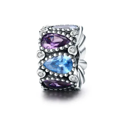 Water Drop Zircon Spacer Beads Charm 925 Silver