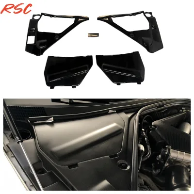 Wet Carbon Fiber Engine Bay Panel Trim 5Pcs Set for Nissan GTr35 2008-2024 Battery & Brake Fluid Cover Kit