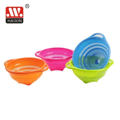 Large Plastic Deep Colander with Double Handles and Stable Stand