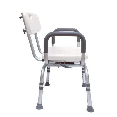 Mobile Bath Chair with Height Adjustment Non-Slip Backrest for Elderly & Pregnant Women Toilet Safety Equipment
