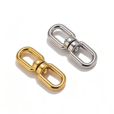 Dina 18K Gold Plated Swivel Joint Findings 360 Degree Keychain Hook Connector Stainless Steel DIY Jewelry Making Accessories