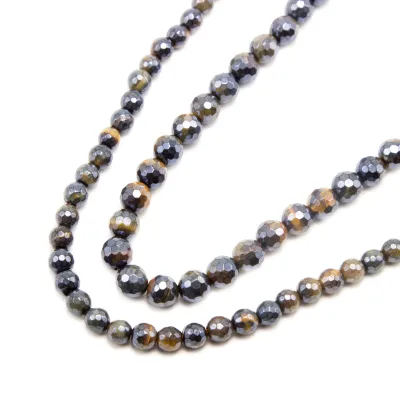 Yellow Tigereye with Luster Faceted Round Beads for DIY Jewelry Making