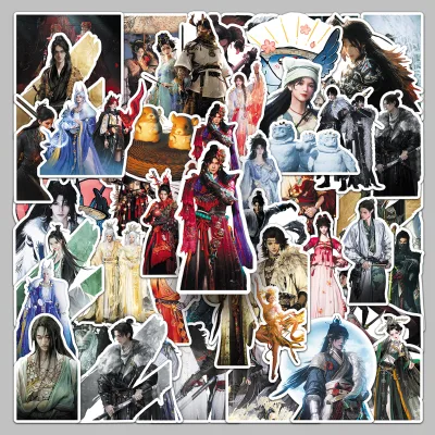 50pcs Vinyl Printed "Where Winds Meet" Chinese Martial Arts Game Peripheral Stickers for Computers, Luggage, and Water Bottles