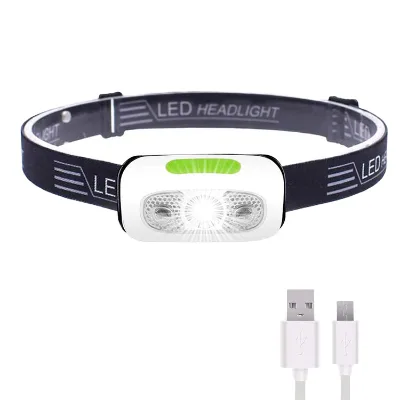 Black LED Super Bright 500 Lumen Rechargeable Headlamp with Sensor Function Power Display Portable for Camping