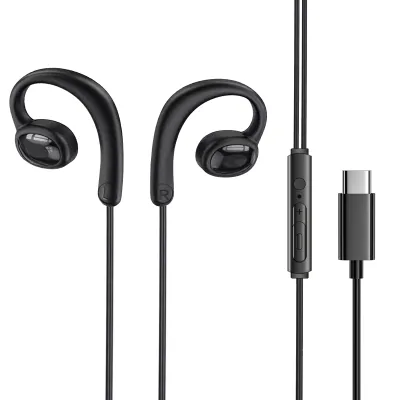 Dairle Type-C Wired Open Ear Earphones Earhooks Earbuds Non-In-Ear Sport 14.2mm Dynamic Driver 1.2m Cable Inline Mic Volume