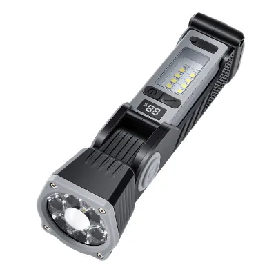 New Cross-Border Multifunctional Car Emergency Flashlight Safety Hammer Solar Type-C Fast Charging Strong Magnetic LED Light