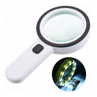30 Times Handheld Magnifying Glass with Light Mini Pocket Magnifying Glass Lens with 12 LED Lamp Magnifying Glass