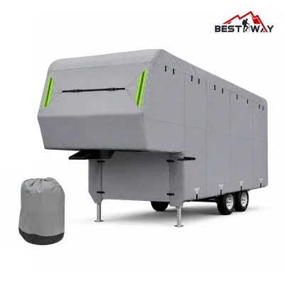 Fight Harsh Outdoor Elements 5 Layer Breathable 5th Wheel RV Cover Water Snow UV Protection Comes With Storage Carry Bag