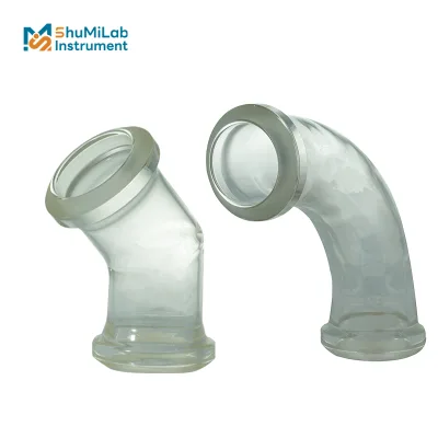 Durable Borosilicate Glass Elbow Adapter for Smooth Chemical Transfer in Custom Lab Glassware System