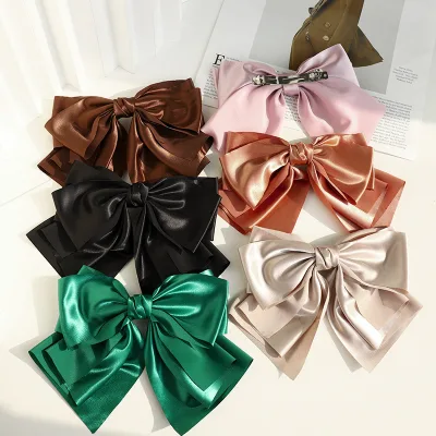 Hot Sale Exquisite Fabric Spring Summer Solid Color Bow Hair Clip French  Barrette