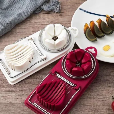 Egg Slicer - Home-use Stainless Steel Egg Cutter - Two-in-one Device for Peeling Eggs and Slicing Eggs - Ideal for Egg Division