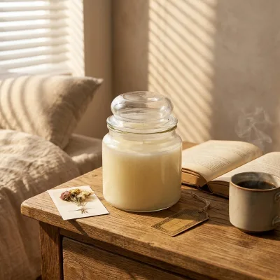 Home Decoration Machine Made Transparent Christmas Candle Jar Empty Glass Candle Jars Apothecary Candle Jar with Glass Lids