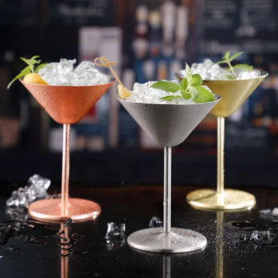 Customized Stainless Steel 304 Luxury for Glass Martini Cup Kitchen Bar Party Wedding Cocktail Glasses