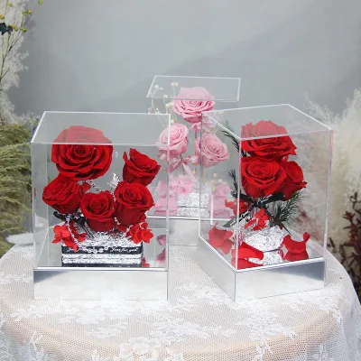 Hot Selling Natural  Preserved Black Roses Flowers in Box for Valentine's Day Mother's Day Thanksgiving Celebrations