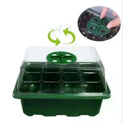 12 Holes Seed Starter Tray With Lid Plant Seed Growth Box Gardening Seeding Germination Kit Nursery Pots for Indoor Garden