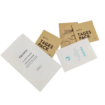 White Brown Kraft Paper Bags with Tear Notch Back Seal Bags for Cosmetic and Hotel Supplies Pack