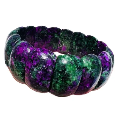 Bulk Wholesale High Quality Green Crysta Bangles Women Natural Stone Zoisite Polished Stretch Bracelet Fashion Trend