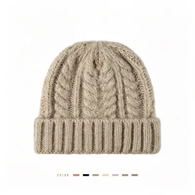 Autumn Winter Jacquard Warm Thick Knitted Wool Blend Ear Protection Casual Hat for Outdoor Cycling Travel Men Women
