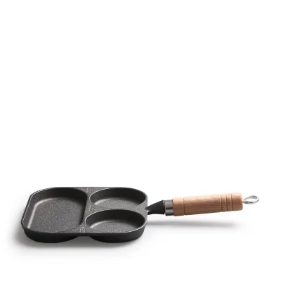 Nonstick Egg Frying Pan 3 Section Square for Pancakes, Bacon and Sausage, Omelet Pan for Indoor Cooking & Outdoor Grilling