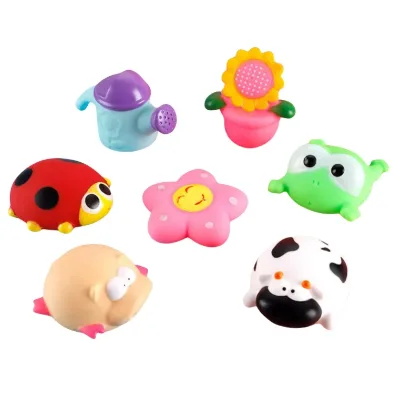 OEM Bulk Baby Bath Toy Set Cute Cartoon Animal Water Squirt Bath Toy No Hole Bathtub Toy