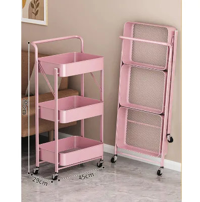 Hot sale Carbon Steel Foldable Plastic Multi-Layer Space Saving Shelves Removable Storage Racks Kitchen Organizer Storage Racks