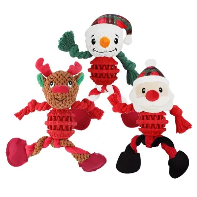 Durable Plush Squeaky Chew Toys Large Christmas Dog Stuffed Animals Eco-Friendly Puppy Toys for Larger Dogs