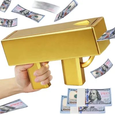 KK New Gold Brick Money Spray Gun Electronic Toy ABS Plastic Safe Environmentally Friendly Shooter Game for Parties