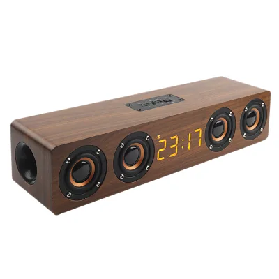 Wooden Speaker Multimedia OEM High Quality BT Speaker Wireless Clock Bamboo Speaker W8C