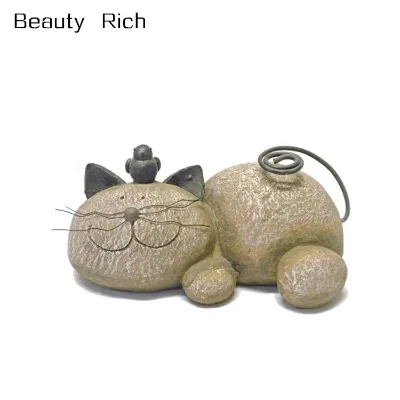 Resting Cat Stone Garden Decoration - Resin Garden Statue