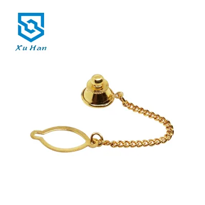 Wholesale Quality Brass Brooch Pins Badge Accessories Clutch Pin Back with Chain