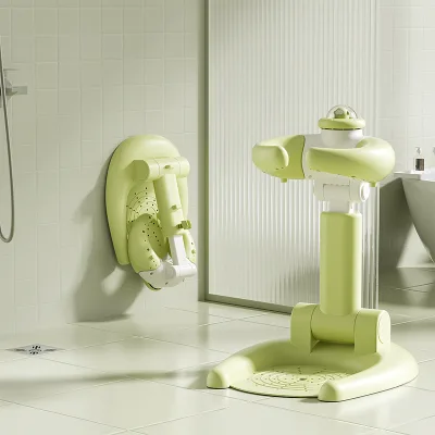 Plastic Adjustable Height Multi-Function Baby Bathing Stand with Folding Design