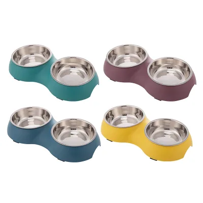 Wholesale Pet Bowl High-grade Non-slip Exquisite Stainless Steel Double Bowl Pet Supplies