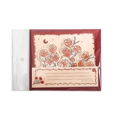 Freehand Rose Pop-up Cards with Foiling Hot Sales Expressing Love Cards Valentine Day Greeting Cards Wholesaler